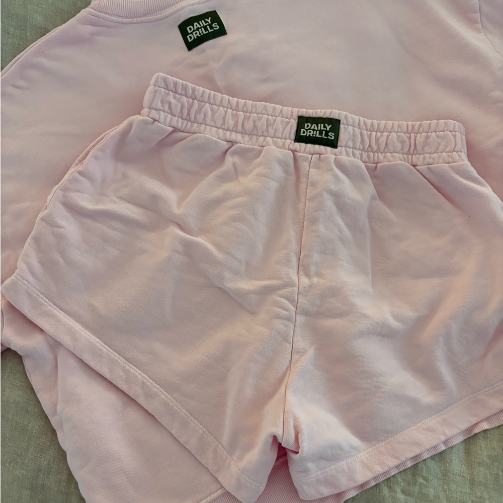 Daily Drills Short Sleeve Crew and Super Short Set in Cupid